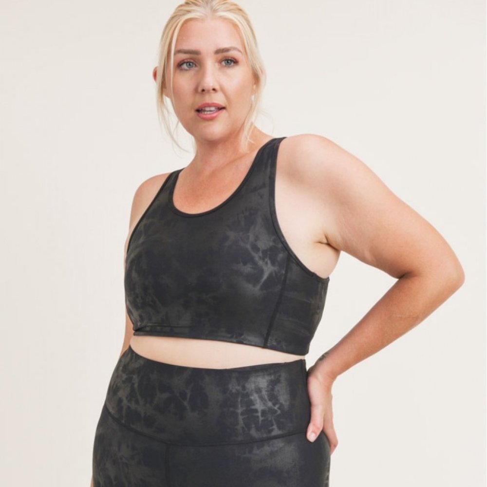 Amelia Black Foil Sports Bra-Curvy